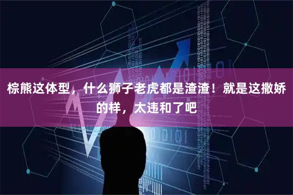 棕熊这体型，什么狮子老虎都是渣渣！就是这撒娇的样，太违和了吧